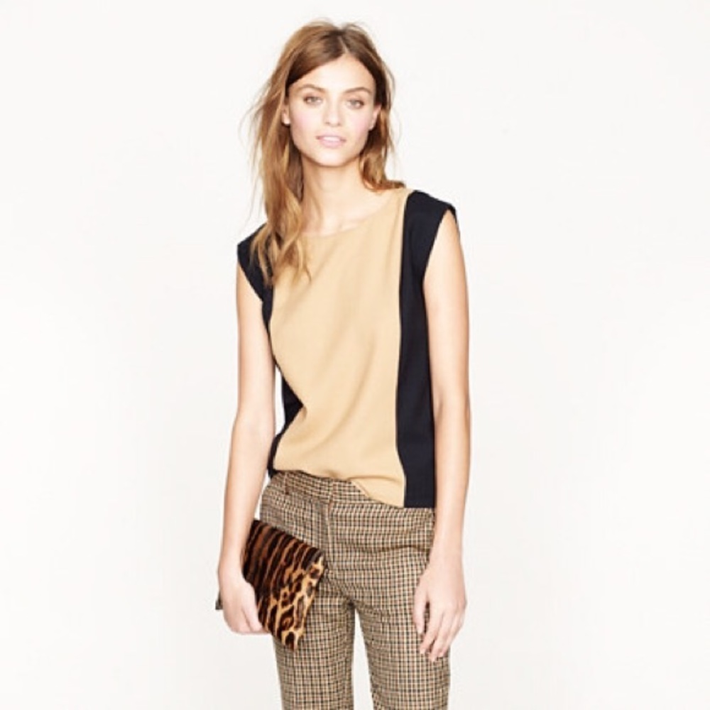 NWT J.Crew Colorblock top Portabello Mushroom 4
